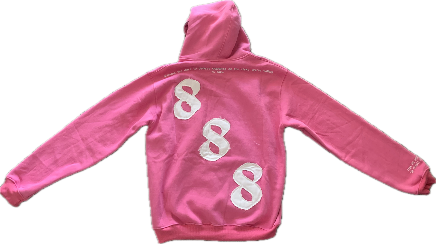 'Volume 1" PINK AND WHITE AMILLIONRISKS FULL ZIP HOODIE