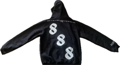 "VOLUME 1" BLACK AND WHITE AMILLIONRISKS FULL ZIP HOODIE