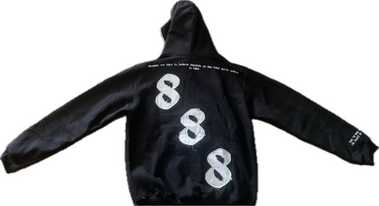 "VOLUME 1" BLACK AND WHITE AMILLIONRISKS FULL ZIP HOODIE