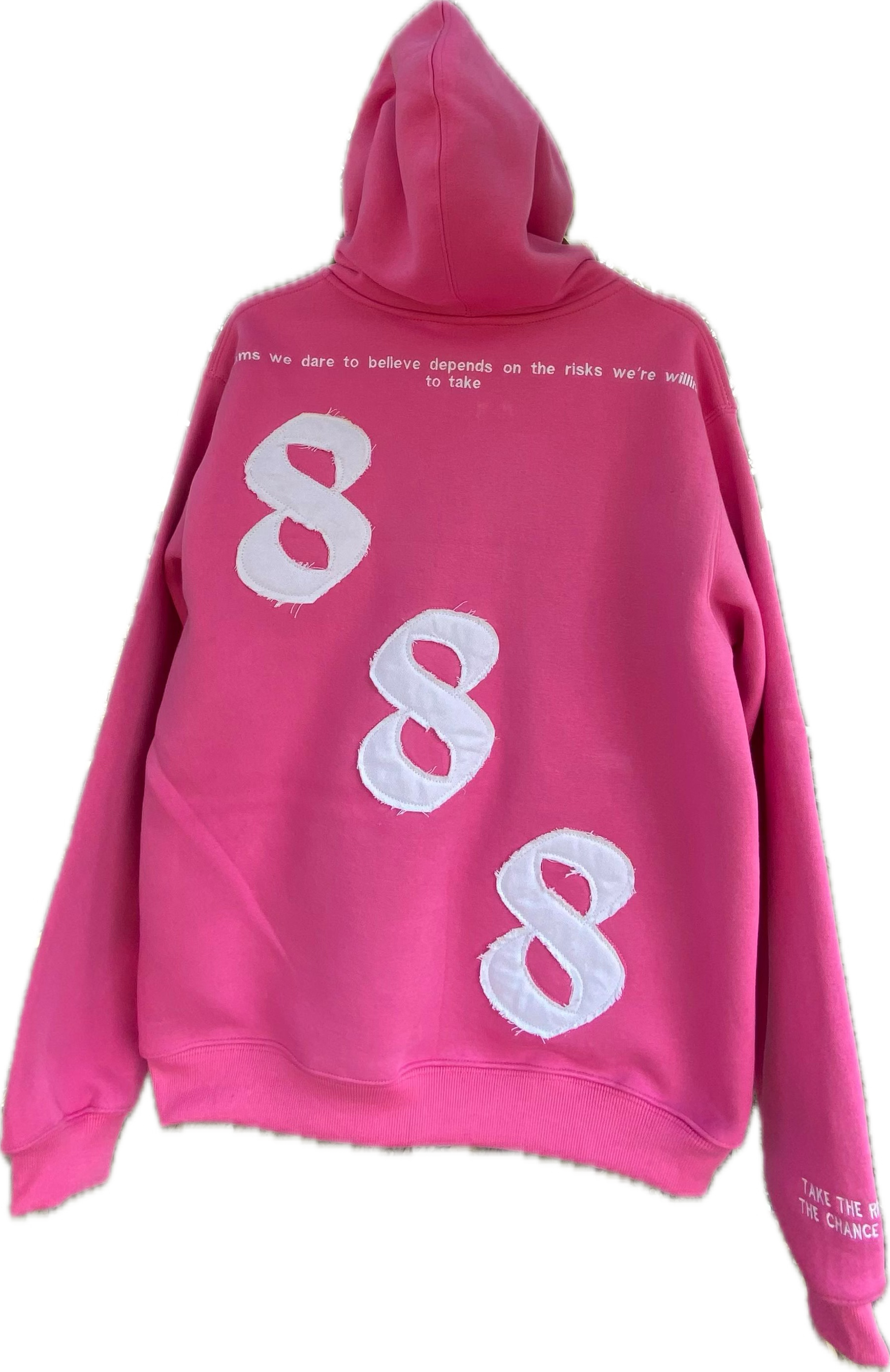 'Volume 1" PINK AND WHITE AMILLIONRISKS FULL ZIP HOODIE