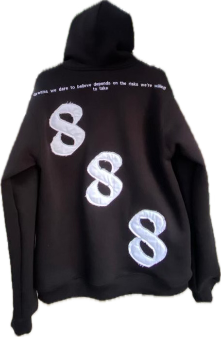 "VOLUME 1" BLACK AND WHITE AMILLIONRISKS FULL ZIP HOODIE